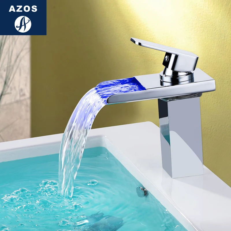 AZOS LED Bathroom Sink Basin Faucet Waterfall Temperature Color Change Deck Mounted 1 Hole Waterfall LED Faucet Chrome
AZOS LED Bathroom Sink Basin Faucet Waterfall Temperature Color Change Deck Mounted 1 Hole Waterfall LED Faucet Chrome