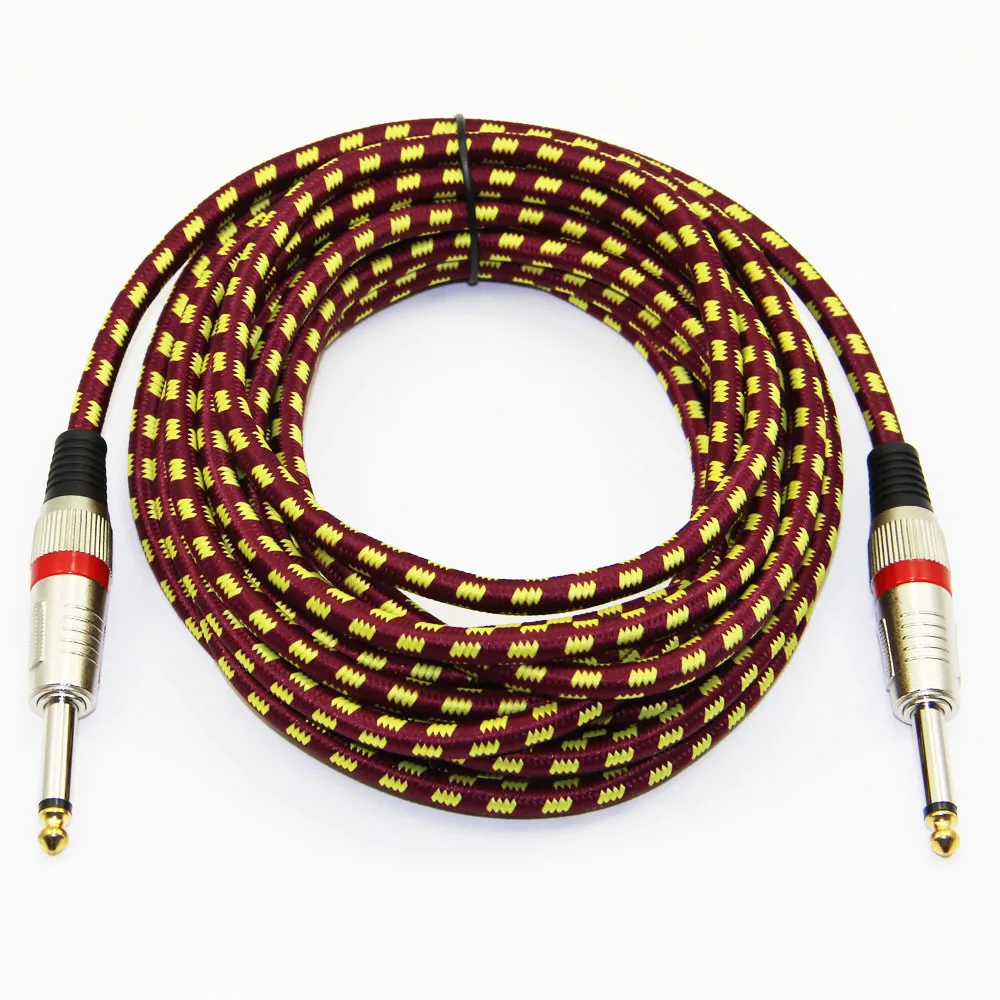 Image Fabric Braided 1 4   Jack 6.35mm to 6.35mm Audio Cable Male to Male For Amplifier Electric Guitar Mixer 3m 6m 10m