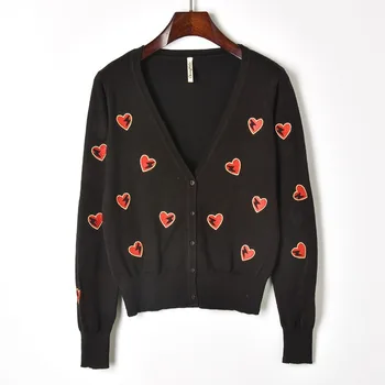 Makuluya RED Heart Embroidery V-neck Solid Vintage Cute Knitted Cardigan Sweater Spring Autumn Summer Women Slim Coat Girl QW
Makuluya RED Heart Embroidery V-neck Solid Vintage Cute Knitted Cardigan Sweater Spring Autumn Summer Women Slim Coat Girl QW