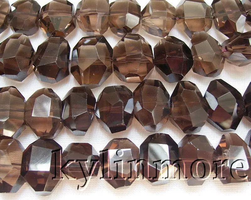 13x18mm Smoky crystal Faceted Nugget Beads