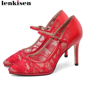 Lenkisen oriental Chinese style wedding shoes stiletto 9.5cm heels buckle strap mesh cow leather party pointed toe pumps L09
Lenkisen oriental Chinese style wedding shoes stiletto 9.5cm heels buckle strap mesh cow leather party pointed toe pumps L09