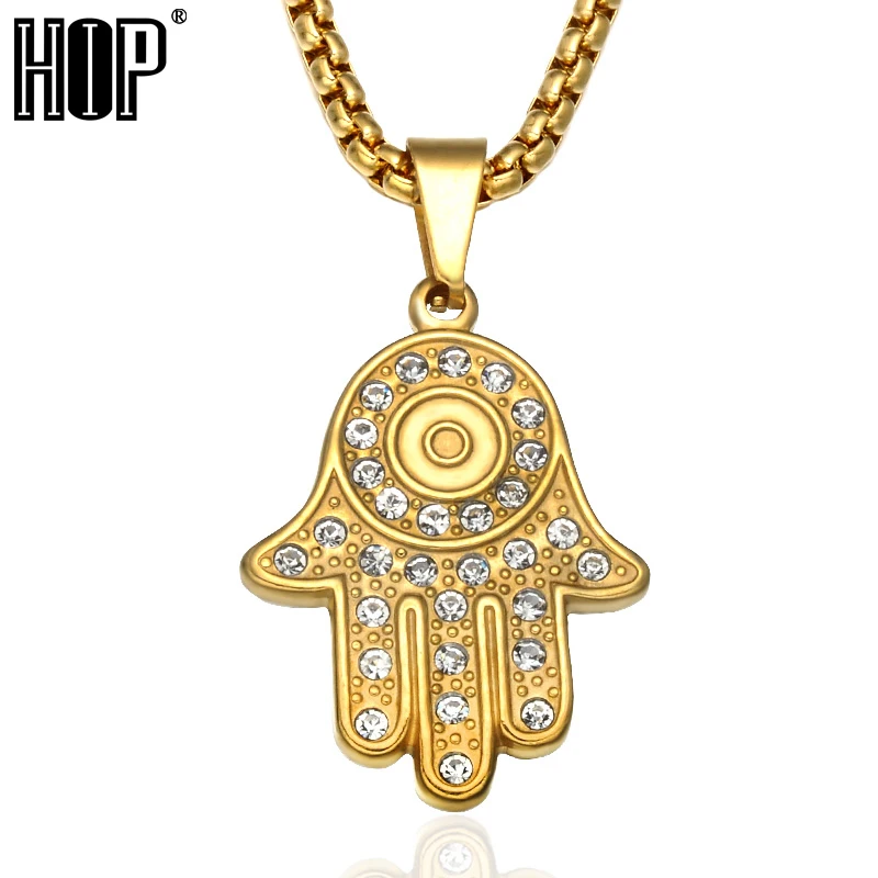 HIP Hop Bling Ice Out Stainless Steel Hamsa Hand for Men Women Necklace Crystal Fatima Palm Pendants Necklaces ladies Jewelry
HIP Hop Bling Ice Out Stainless Steel Hamsa Hand for Men Women Necklace Crystal Fatima Palm Pendants Necklaces ladies Jewelry