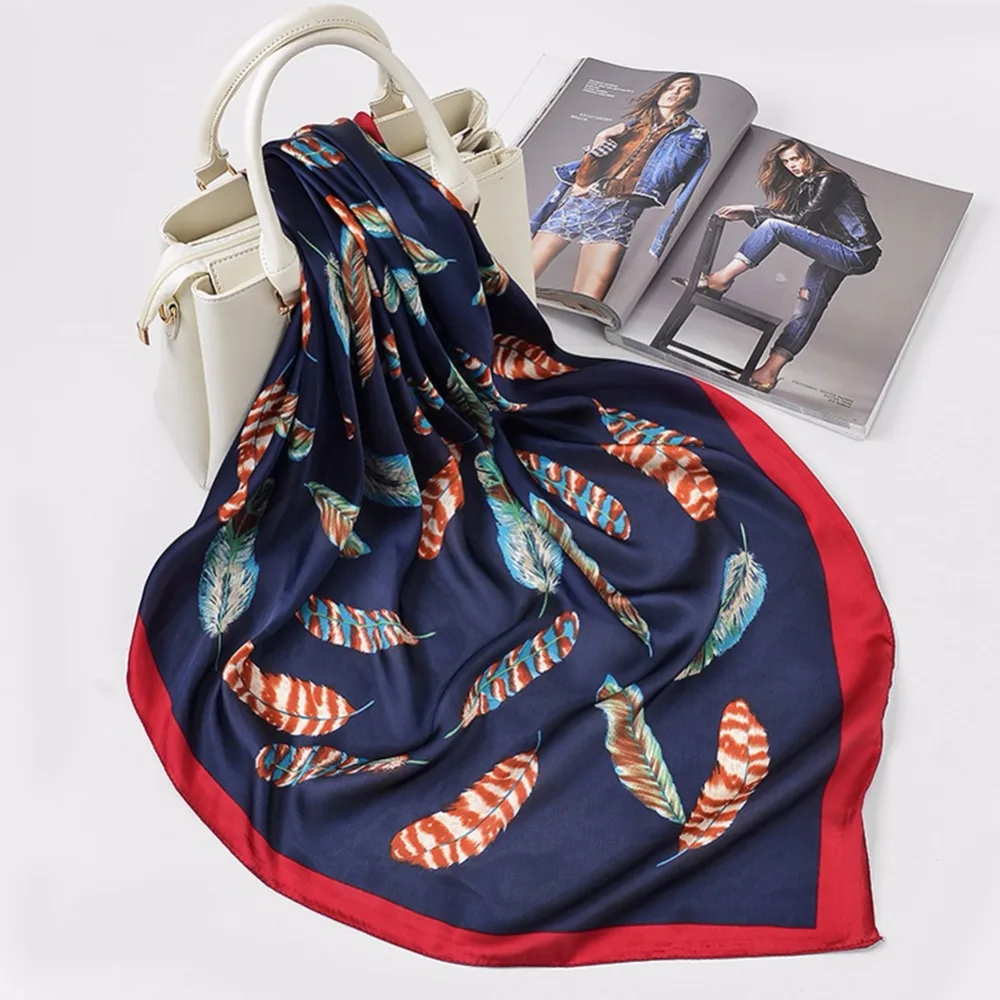 Women's Feather Printed Square Faux Silk Scarves 90*90cm Professional Twill Silky Scarf Shawls Joker Style Large Head Wrap
Women's Feather Printed Square Faux Silk Scarves 90*90cm Professional Twill Silky Scarf Shawls Joker Style Large Head Wrap