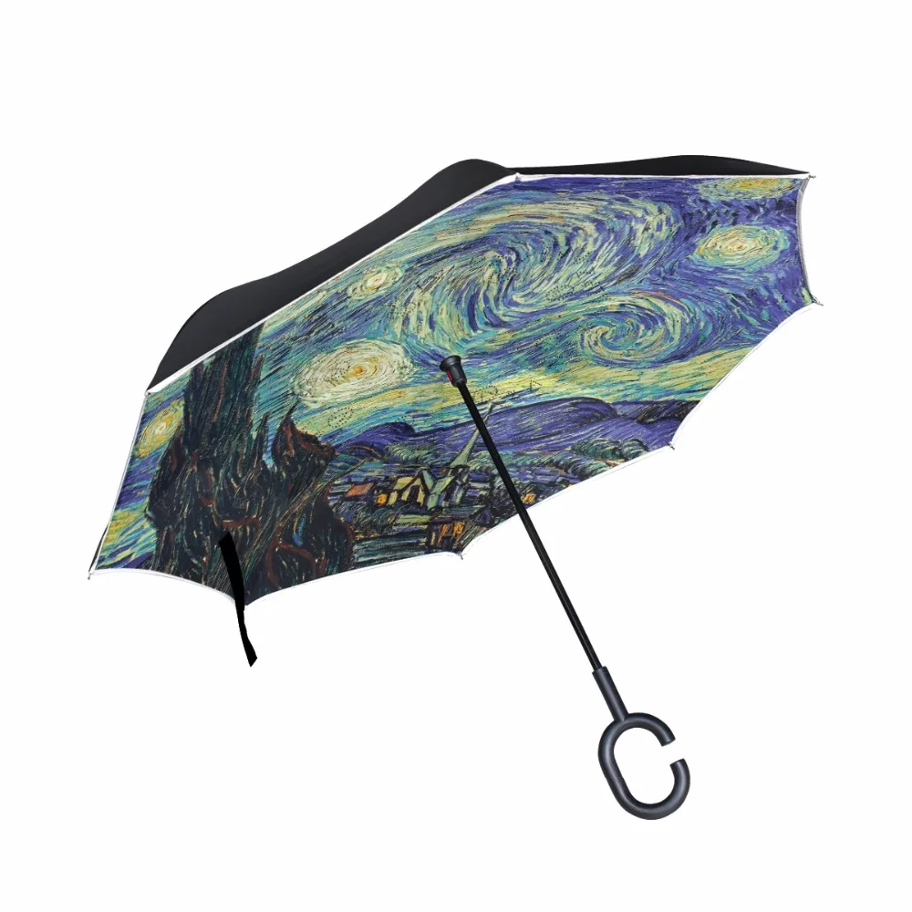 Van Gogh Starry Night Reverse Umbrella Double Layer Inverted Parasol Rain Women Strong Windproof Fluorescent Strips Paraguas Men
Van Gogh Starry Night Reverse Umbrella Double Layer Inverted Parasol Rain Women Strong Windproof Fluorescent Strips Paraguas Men