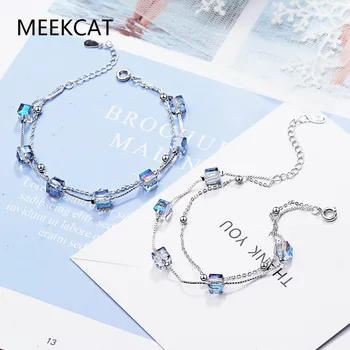 925 Sterling Silver Double layer Cube Box Blue Crystal Bracelets & Bangle New Fashion Bracelet For Women sterling-silver-jewelry
925 Sterling Silver Double layer Cube Box Blue Crystal Bracelets & Bangle New Fashion Bracelet For Women sterling-silver-jewelry