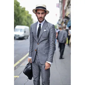 New Grey Mens Suits Daily Work Wear 2017 slim Tailored gray smoking Groom men Suit For Wedding terno masculino (Jacket+Pants) 
New Grey Mens Suits Daily Work Wear 2017 slim Tailored gray smoking Groom men Suit For Wedding terno masculino (Jacket+Pants)