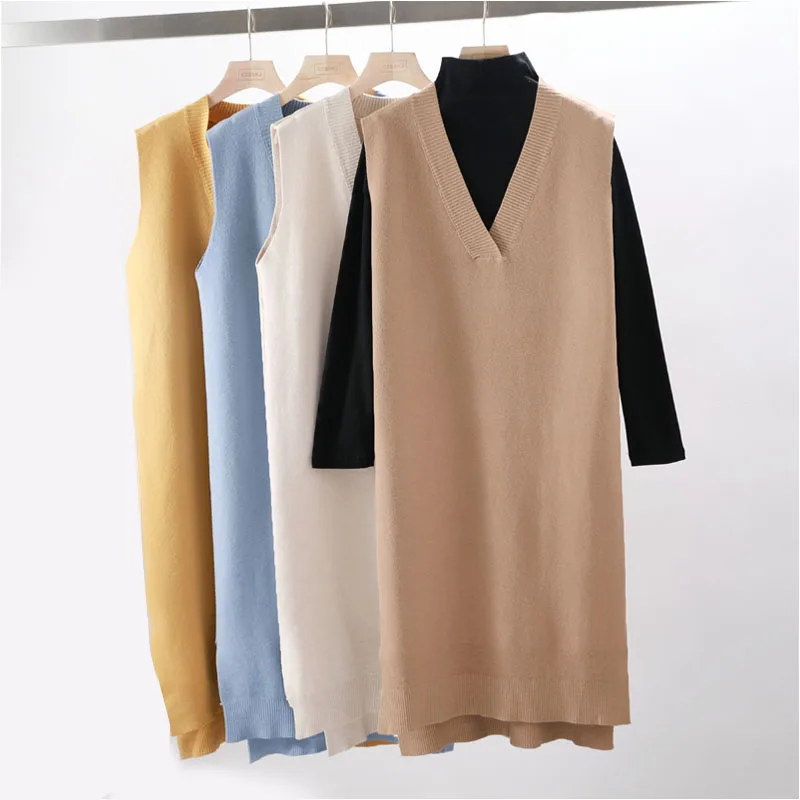 casual spring Winter oversize straight Sleeveless Sweater Dress Women thick Knit Midi Dress female loose sweater dress solid
casual spring Winter oversize straight Sleeveless Sweater Dress Women thick Knit Midi Dress female loose sweater dress solid