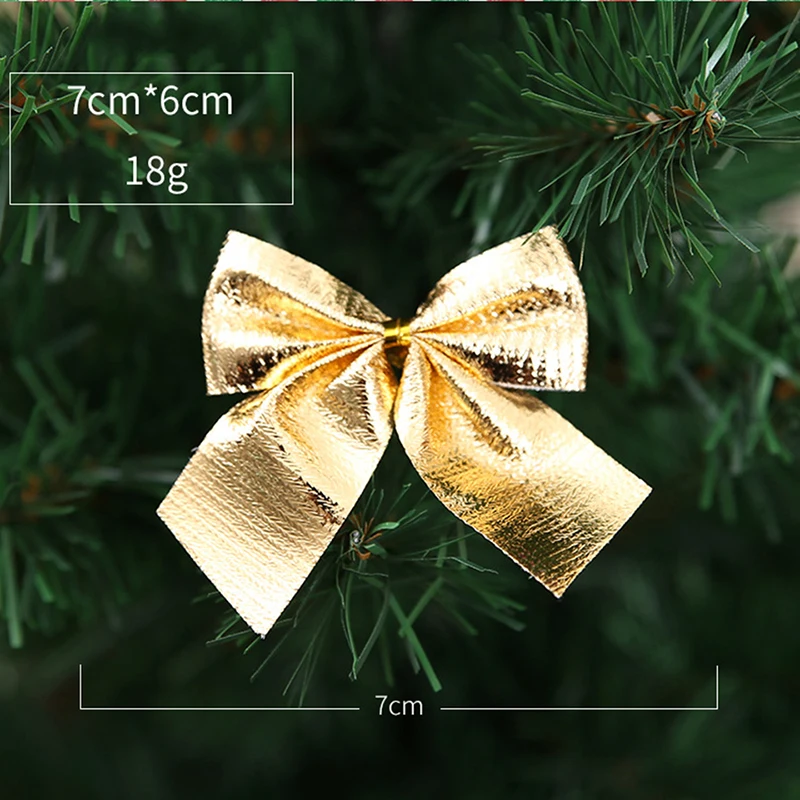 Christmas Home Decorate Bowknot Xmas Tree Ornament Bow Tie Party Gilding Supply