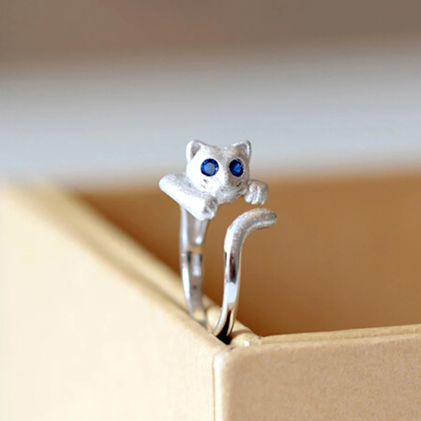 Kinitial Opening Cat Ring Cute 925 Sterling Silver Fashion Animal Kitty Blue Eyes Rings for Women Fine Jewelry Wedding Bijoux
Kinitial Opening Cat Ring Cute 925 Sterling Silver Fashion Animal Kitty Blue Eyes Rings for Women Fine Jewelry Wedding Bijoux