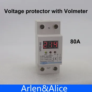 80A 220V automatic reconnect over voltage and under voltage protection protective device relay with Voltmeter voltage monitor
80A 220V automatic reconnect over voltage and under voltage protection protective device relay with Voltmeter voltage monitor