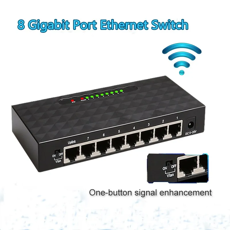 8 port Gigabit Network Switch Ethernet Smart Desktop Switch 10/100/1000Mbps Fast Vlan Gigabit Ethernet Network Switch Lan Hub
8 port Gigabit Network Switch Ethernet Smart Desktop Switch 10/100/1000Mbps Fast Vlan Gigabit Ethernet Network Switch Lan Hub