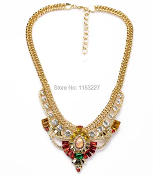 New Styles Statement Brand Thick Gold Chain Sweet Elegant Lady Colorful Rhinestone Pendant Short Necklace
New Styles Statement Brand Thick Gold Chain Sweet Elegant Lady Colorful Rhinestone Pendant Short Necklace