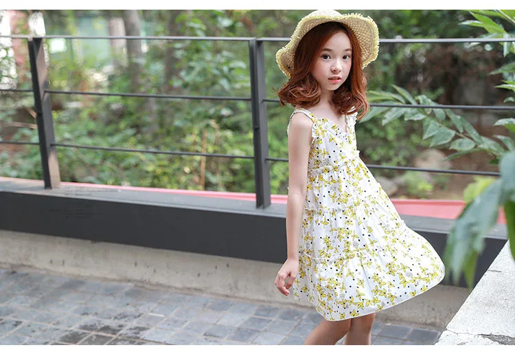 v-neck printed suspender dress baby big girls summer 2018 sundress clothing children kids dresses for girls party wear clothes (11)