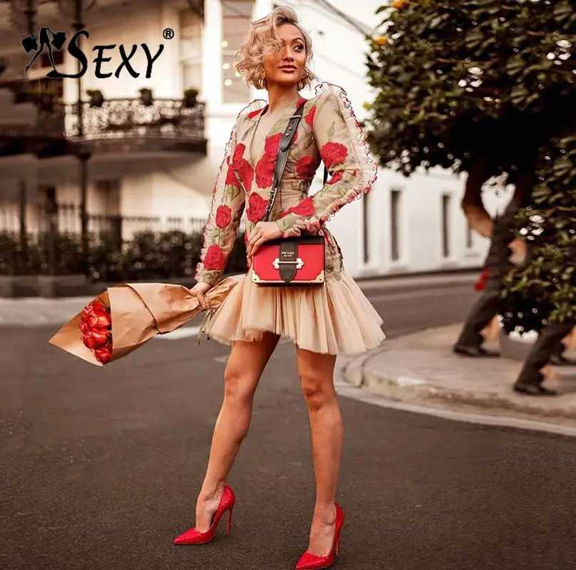 Gosexy 2019 New Women Bandage Dress Lace Mesh Embroidery V Neck Lady Fashion Sexy Party Dresses Long Sleeve Sheath Club Dress
Gosexy 2019 New Women Bandage Dress Lace Mesh Embroidery V Neck Lady Fashion Sexy Party Dresses Long Sleeve Sheath Club Dress