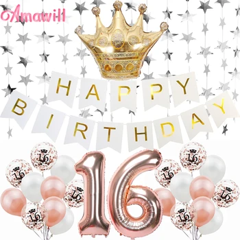 Amawill Rose Gold 16 Years Old Party Decorations Silver Star Garland Crown Balloon Adult 16th Birthday Party Decorations 75D
Amawill Rose Gold 16 Years Old Party Decorations Silver Star Garland Crown Balloon Adult 16th Birthday Party Decorations 75D