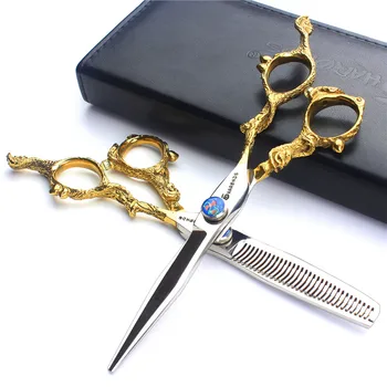 Barber hairdressing scissors 6.0 inch 440c hair professional barbershop shears Japan steel 440c cutting thinning scissors gold
Barber hairdressing scissors 6.0 inch 440c hair professional barbershop shears Japan steel 440c cutting thinning scissors gold