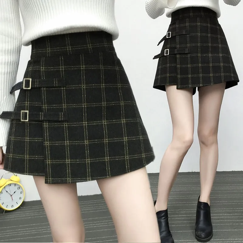 2019 Autumn and winter plaid high waist hem skirt wearing wide leg boot shorts skirt
2019 Autumn and winter plaid high waist hem skirt wearing wide leg boot shorts skirt