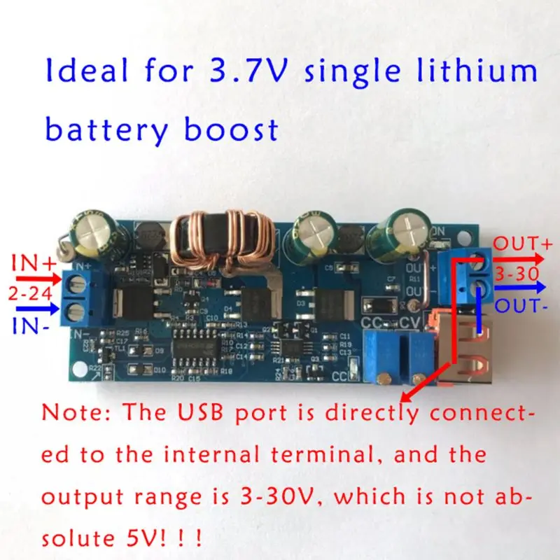 Constant Voltage / Current Adjustable Booster Module 2-24V To 3-30V DC Step Up Board With USB Port WF4458037
Constant Voltage / Current Adjustable Booster Module 2-24V To 3-30V DC Step Up Board With USB Port WF4458037