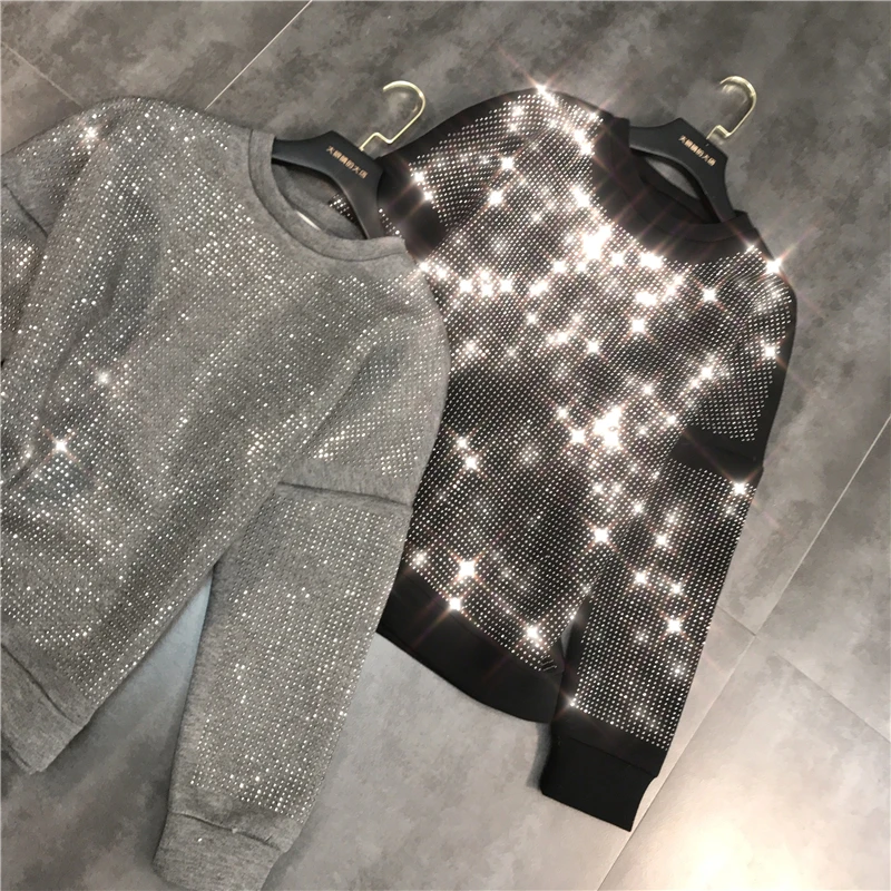 2019 Autumn Winter Fashion High Street Style Rhinestone Sweatshrit Women and Men Unisex Casual Hoodies Pullovers Sweatshirts
2019 Autumn Winter Fashion High Street Style Rhinestone Sweatshrit Women and Men Unisex Casual Hoodies Pullovers Sweatshirts