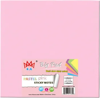 4A Sticky Big Pad,11 x 11 Inches,Pastel Pink,Self-Stick Notes,Memo Pads,Planner Stickers,30 Sheets/Pad,1 Pad/Pack,4A BP1111 PK
4A Sticky Big Pad,11 x 11 Inches,Pastel Pink,Self-Stick Notes,Memo Pads,Planner Stickers,30 Sheets/Pad,1 Pad/Pack,4A BP1111 PK