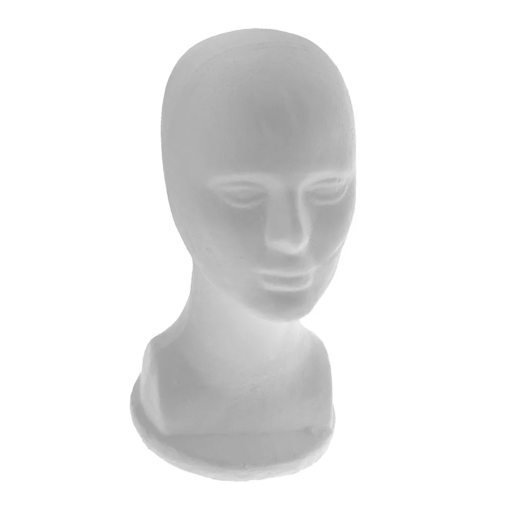 Male Polystyrene Styrofoam Model Head Mannequin Stand Wig Hair Hat Display for Wigs Showcase DIY Craft Sewing Supply Party Decor
