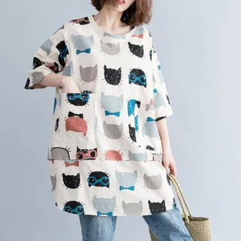 Johnature 2020 Spring Summer o-neck Long Half Sleeve Shirt New Loose Large Size Women Cute Cartoon Print T-shirt
Johnature 2020 Spring Summer o-neck Long Half Sleeve Shirt New Loose Large Size Women Cute Cartoon Print T-shirt