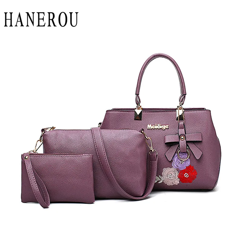 HANEROU 3 Sets Women Bags Famous Brand 2019 New Shoulder Bags PU Bag Female Fashion Embroidery Handbag Messenger Clutch Bag
HANEROU 3 Sets Women Bags Famous Brand 2019 New Shoulder Bags PU Bag Female Fashion Embroidery Handbag Messenger Clutch Bag