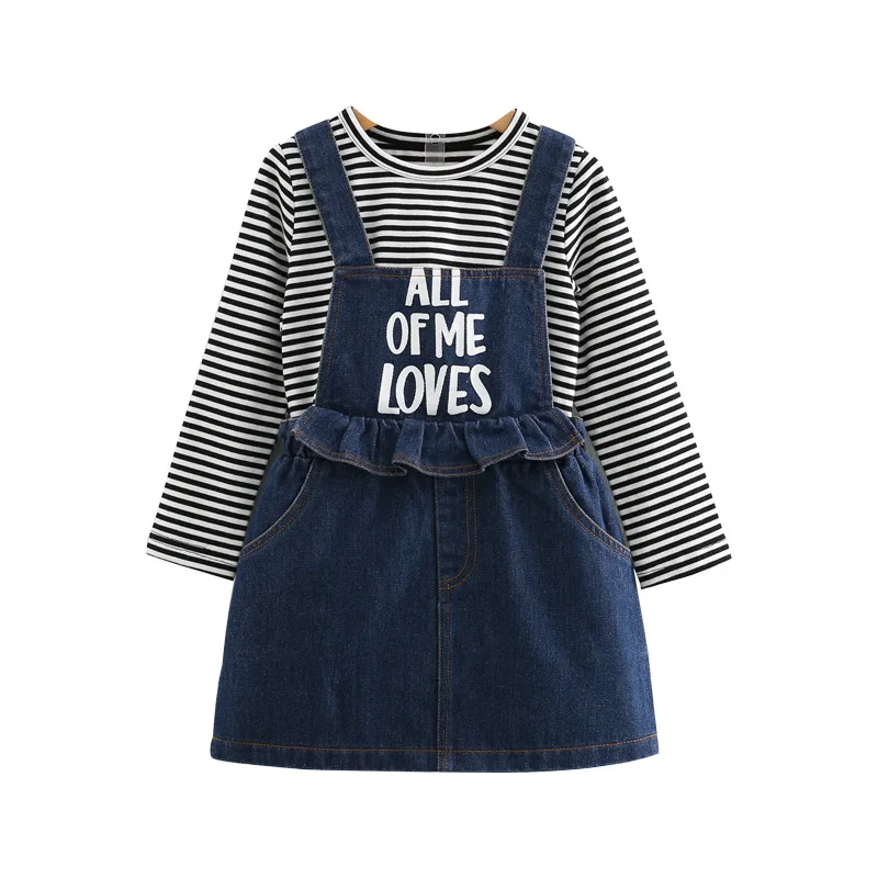 2PCS Girls Clothing Set Children Suit Cotton Long Sleeve Girls T shirt + Jeans Skirt Overall Kids Clothes for Girls
2PCS Girls Clothing Set Children Suit Cotton Long Sleeve Girls T shirt + Jeans Skirt Overall Kids Clothes for Girls