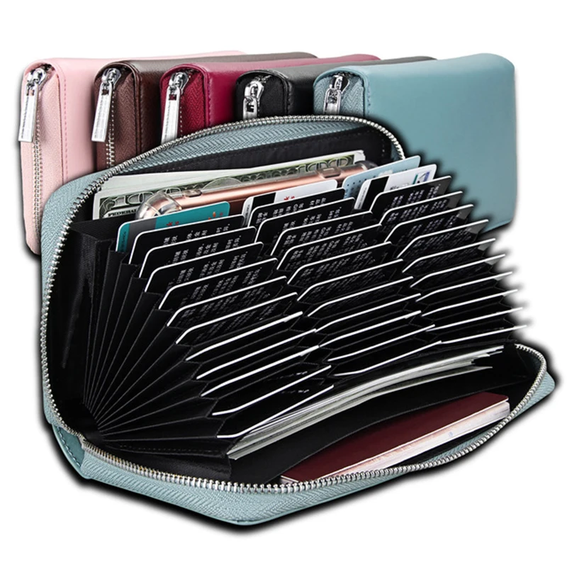 Women Blocking Credit Card Holder Organizer Genuine Leather Men Luxury Travel Passport Long Wallet Business ID Holder Phone Bag
Women Blocking Credit Card Holder Organizer Genuine Leather Men Luxury Travel Passport Long Wallet Business ID Holder Phone Bag