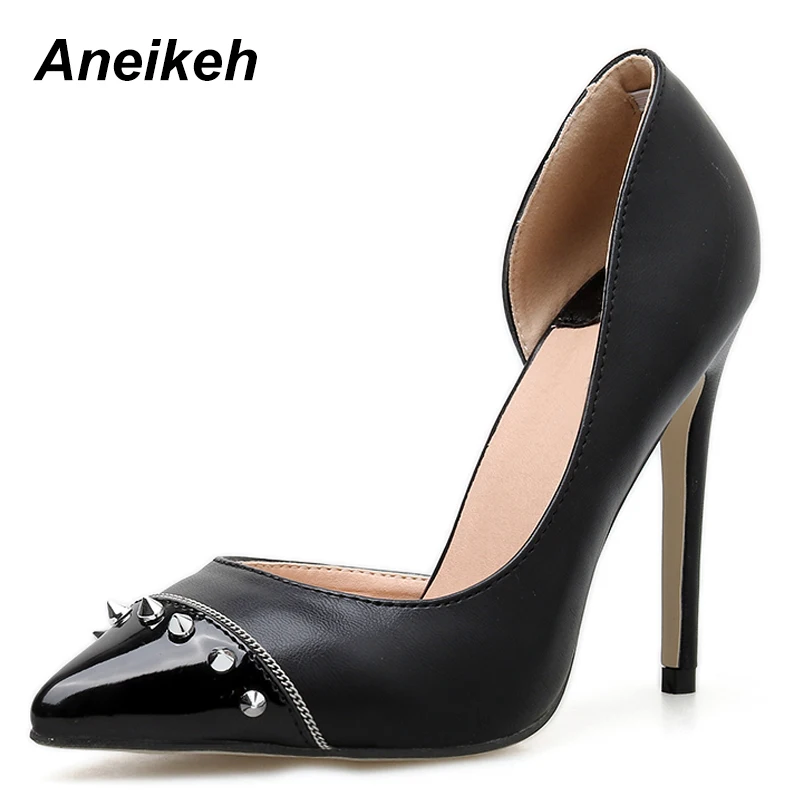 Aneikeh NEW Sexy Rivets Woman Shoes High Heels Pointed Toe 11CM Heels Black Slip On Ladies Shoes Fashion Wedding Shoes Pumps
Aneikeh NEW Sexy Rivets Woman Shoes High Heels Pointed Toe 11CM Heels Black Slip On Ladies Shoes Fashion Wedding Shoes Pumps