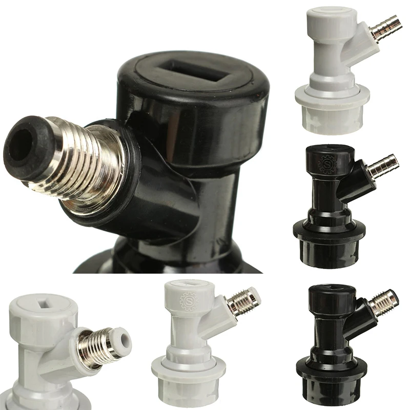 1pcs 1/4" Plastic Stainless Steel Homebrew Ball Lock Keg Black White Beer Keg Dispenser Disconnect Straight Thread Connector