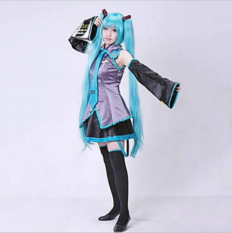 Vocaloid Cosplay Hatsune Miku Cosplay Costume Anime Cosplay harajuku Costumes top+skirts+gauntlets+tie+belt+stockings wigs
Vocaloid Cosplay Hatsune Miku Cosplay Costume Anime Cosplay harajuku Costumes top+skirts+gauntlets+tie+belt+stockings wigs