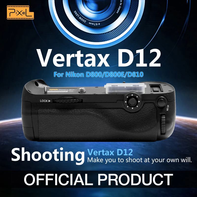 Pixel Official Product Vertax D12 Battery Grip Holder for Nikon D800 D810 D800E DSLR Camera Works with EN-EL15 Battery
Pixel Official Product Vertax D12 Battery Grip Holder for Nikon D800 D810 D800E DSLR Camera Works with EN-EL15 Battery