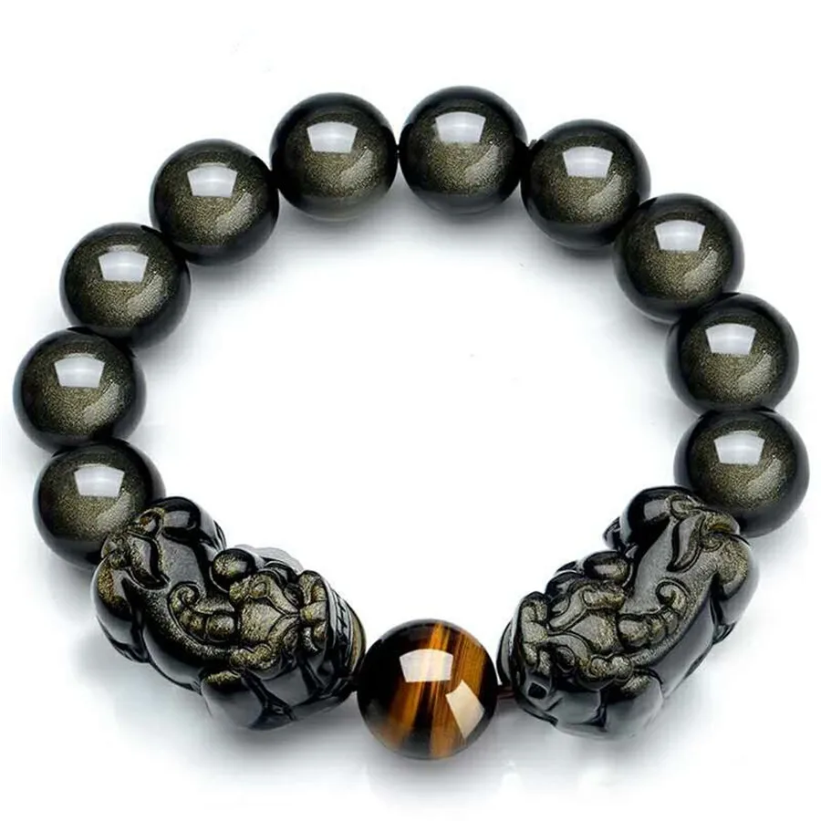 Genuine Natural Gold Obsidian Bracelet 10mm 12mm 14mm 16mm Powerful Stretch Crystal Round Bead Bracelet Woman Men Pi Xiu Shape
Genuine Natural Gold Obsidian Bracelet 10mm 12mm 14mm 16mm Powerful Stretch Crystal Round Bead Bracelet Woman Men Pi Xiu Shape
