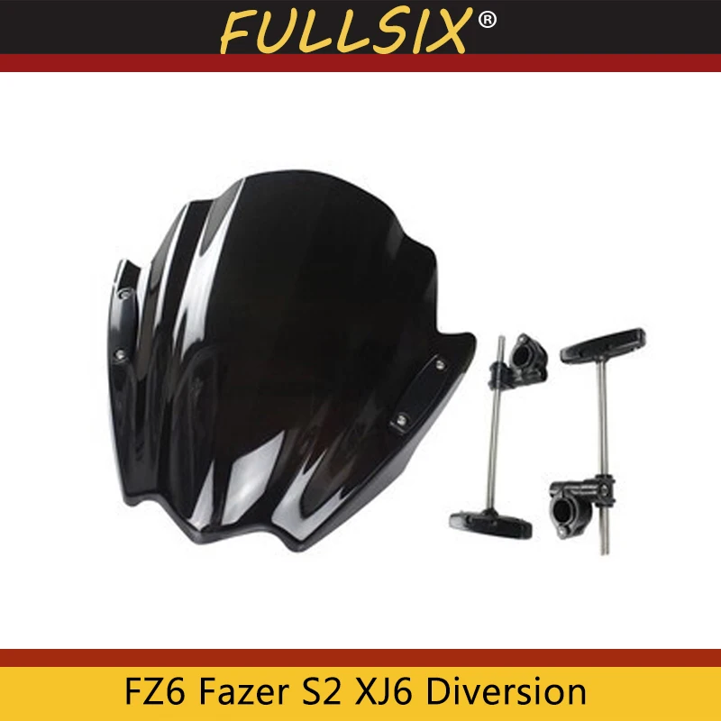 Ветровое стекло для мотоцикла Yamaha FZ6 Fazer S2 2004-2009 XJ6 отверстие XJ6N 2009-2015 | Автомобили и