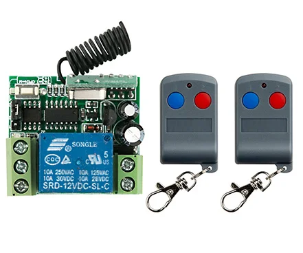 DC12V 10A 1CH RF Remote Control Switch System 2X Transmitter + 1 X Receiver 1ch relay smart home z-wave lamp/ window/Garage Door
DC12V 10A 1CH RF Remote Control Switch System 2X Transmitter + 1 X Receiver 1ch relay smart home z-wave lamp/ window/Garage Door