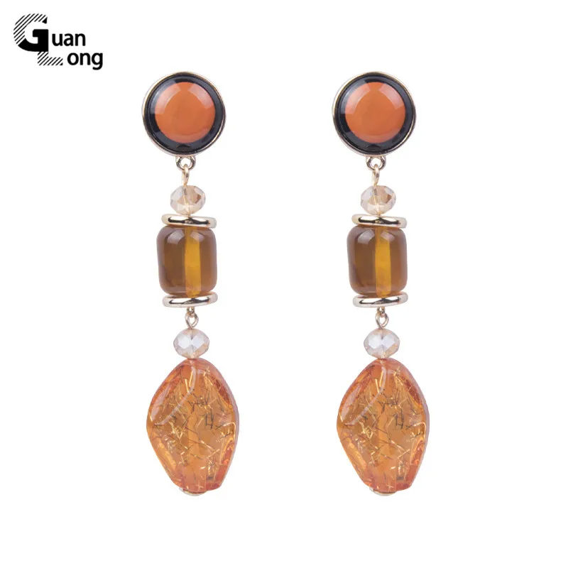 GuanLong Long Acrylic Designer Dangling Earrings Fashion Jewelry for Women Sparkling Big Geometric Statement Drop Earring Brinco | Украшения