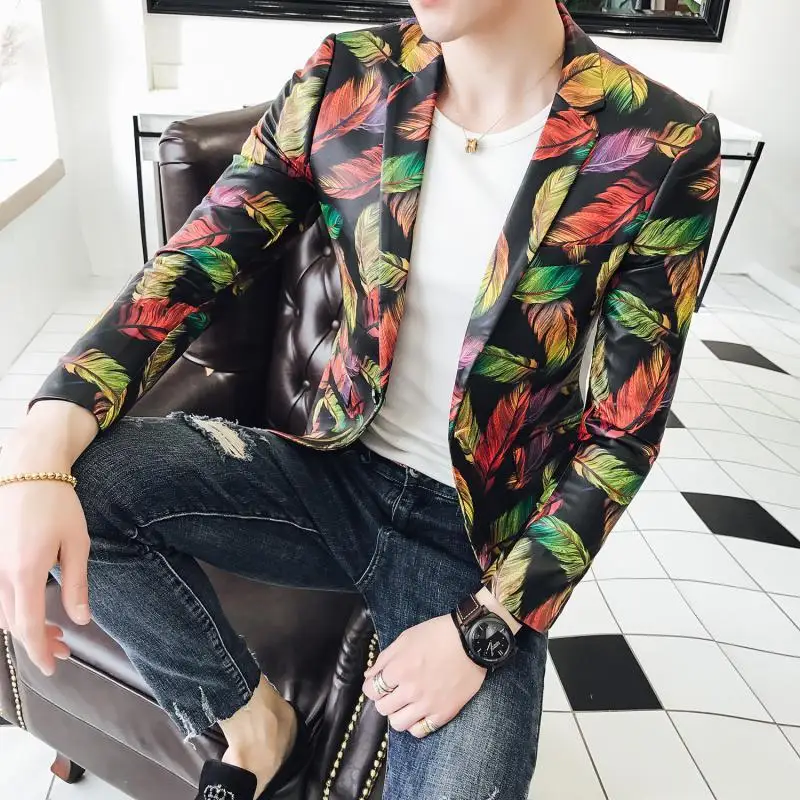 Colorful Feather Print Mens Blazer Jacket 2020 New Fashion Designer Jacket Men Stylish Blazer Masuclino 4xl 5xl Terno Masculino
Colorful Feather Print Mens Blazer Jacket 2020 New Fashion Designer Jacket Men Stylish Blazer Masuclino 4xl 5xl Terno Masculino