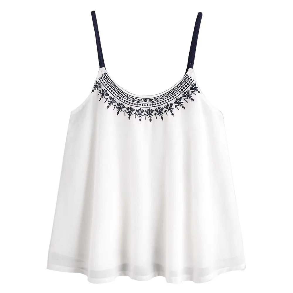 SAGACE Summer Women Casual blouses low cut Sleeveless Chiffon Embroidered Blouse Top Ladies' Vest Shirt Strappy Female 2019
SAGACE Summer Women Casual blouses low cut Sleeveless Chiffon Embroidered Blouse Top Ladies' Vest Shirt Strappy Female 2019