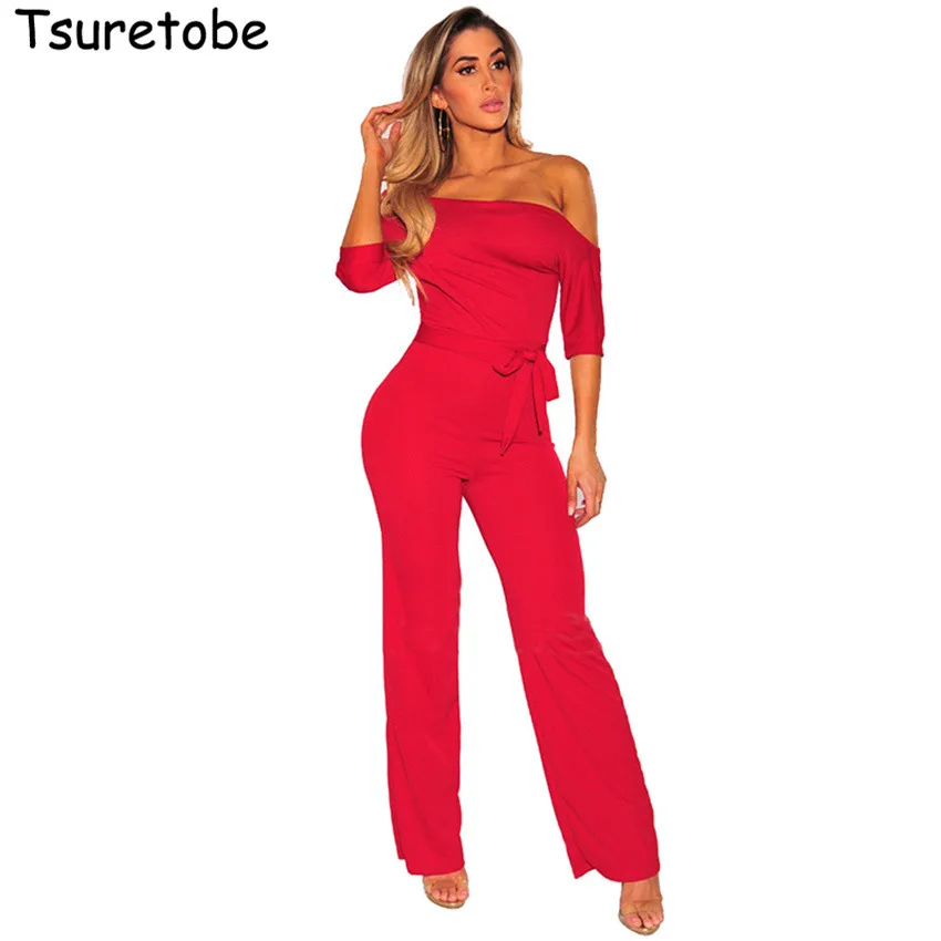 Tsuretobe New Fashion Off Shoulder Elegant Jumpsuits Wide Leg Overalls Female Sexy Rompers Womens Jumpsuits Plus Size
Tsuretobe New Fashion Off Shoulder Elegant Jumpsuits Wide Leg Overalls Female Sexy Rompers Womens Jumpsuits Plus Size