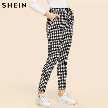 SHEIN Drawstring Waist Houndstooth Pants Mid Waist Straight Leg Pants 2019 Autumn Casual Women Trousers
SHEIN Drawstring Waist Houndstooth Pants Mid Waist Straight Leg Pants 2019 Autumn Casual Women Trousers