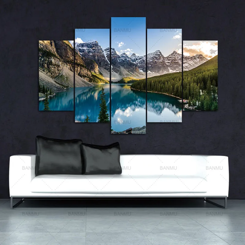 5 Pieces Modern Canvas Moraine Lake And Mountain Painting Wall Art The Picture For Home DecorationGiclee Artwork For Wall Decor
5 Pieces Modern Canvas Moraine Lake And Mountain Painting Wall Art The Picture For Home DecorationGiclee Artwork For Wall Decor
