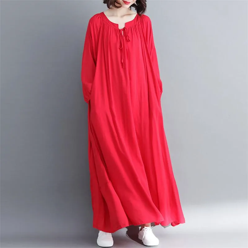 New Arrivals Autumn Spring Bohemian Dress Women Casual Loose Solid Long Dresses Oversized Maxi Beach Dress Robe 2019 Vestidos
New Arrivals Autumn Spring Bohemian Dress Women Casual Loose Solid Long Dresses Oversized Maxi Beach Dress Robe 2019 Vestidos