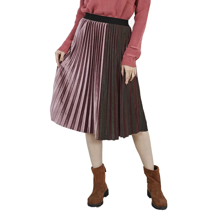 Women's Skirt Pleated Velvet Spring Autumn High Waist Patchwork Skirts For Women Velvet Pleated A Line Ladies Midi Skirt Female
Women's Skirt Pleated Velvet Spring Autumn High Waist Patchwork Skirts For Women Velvet Pleated A Line Ladies Midi Skirt Female