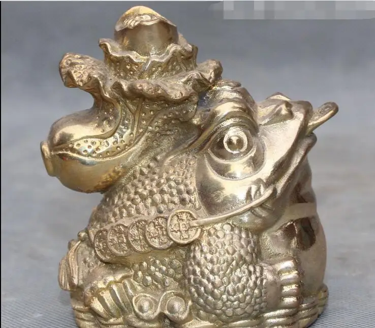 free Chinese Bronze Wealth Money Cabbage Toad Spittor Animal Statue fast
