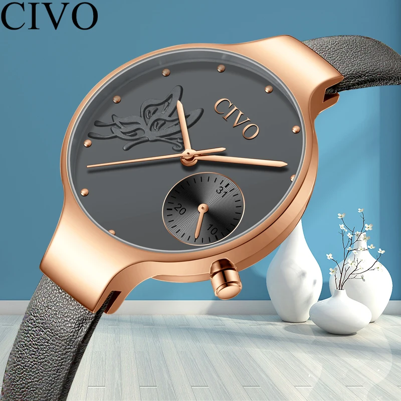 CIVO Unique Design Casual Dress Womens Watch Fashion Silm Waterproof High Quality Leather Watchband Date Calendar Watches Girl
CIVO Unique Design Casual Dress Womens Watch Fashion Silm Waterproof High Quality Leather Watchband Date Calendar Watches Girl