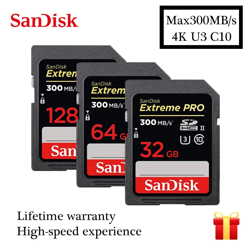 Оригинальная Ультра Высокоскоростная sd карта SanDisk Extreme 32 Гб 64 128 класс 10 300 м/с U3 SDHC