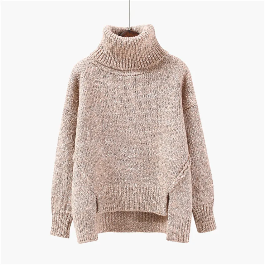Women Turtleneck Sweater New Autumn Winter Warm Thick Split Knitted Pullovers Female Loose Sweaters Knitwear Short Tops AB569
Women Turtleneck Sweater New Autumn Winter Warm Thick Split Knitted Pullovers Female Loose Sweaters Knitwear Short Tops AB569