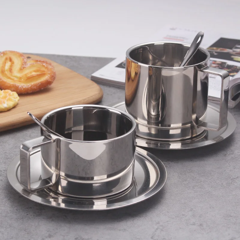 Originality Eur Coffee Cup With Dish Household Cafe Stainless Steel Tumble Suit Mirror Polishing Xicara Copo Saucer Sets Teacups
Originality Eur Coffee Cup With Dish Household Cafe Stainless Steel Tumble Suit Mirror Polishing Xicara Copo Saucer Sets Teacups
