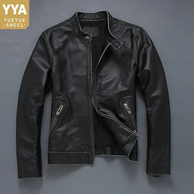 Retro Motorcycle High Quality Leather Jacket Men Vintage Stand Collar Short Casual Coat Male Black Plus Size Cow Leather Jacket
Retro Motorcycle High Quality Leather Jacket Men Vintage Stand Collar Short Casual Coat Male Black Plus Size Cow Leather Jacket